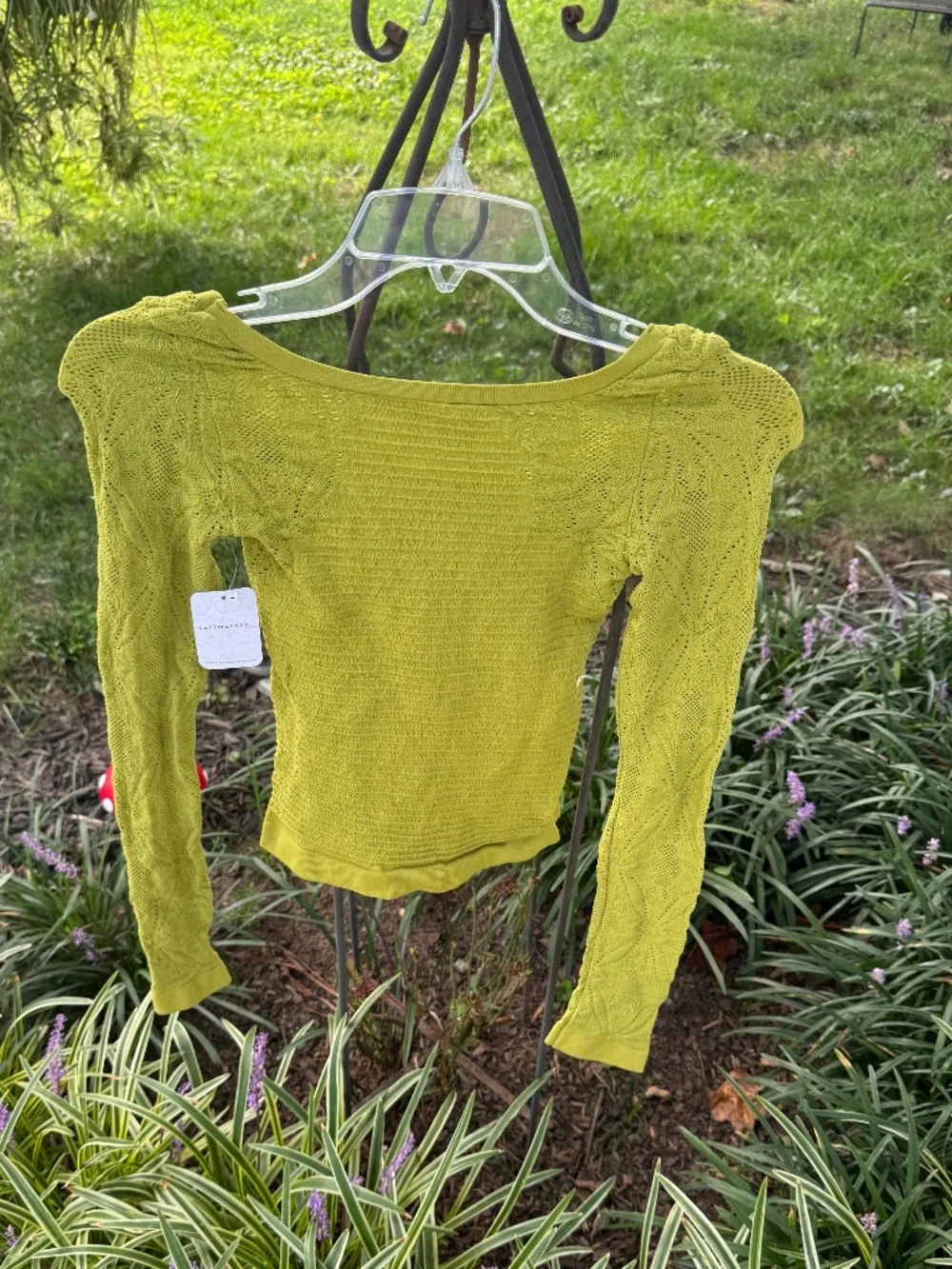 NWT Intimately Free People So Many Likes Long Sleeve Top - Chartreuse Textured
